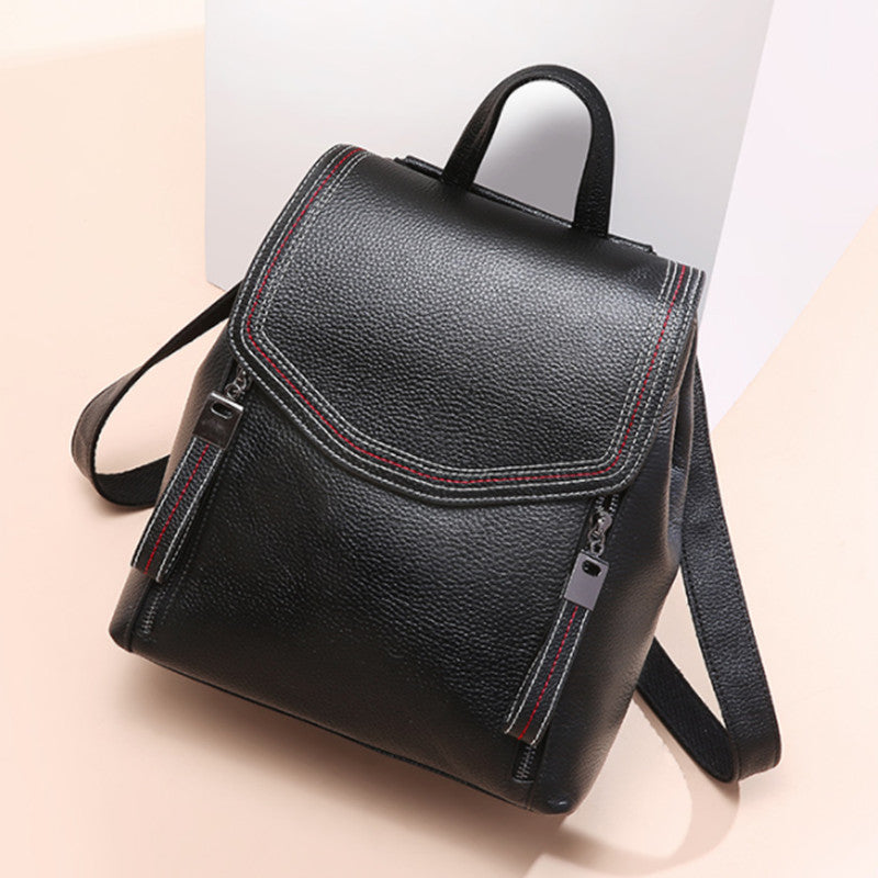 Leather Fashion Female Soft Vintage Fashionable Backpacks