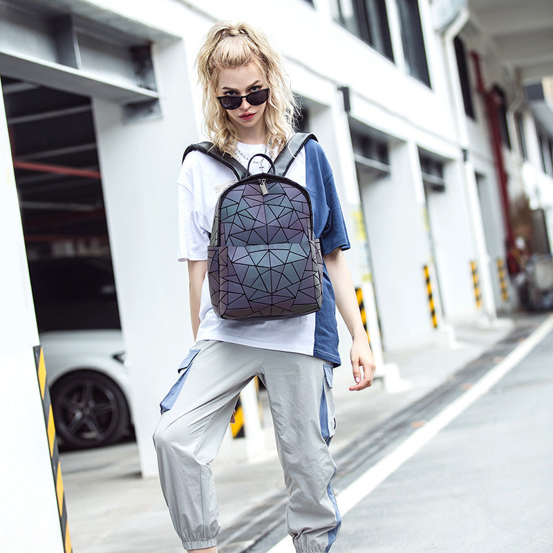 Classic Geometric Luminous Rhombus Fashion Present Backpacks