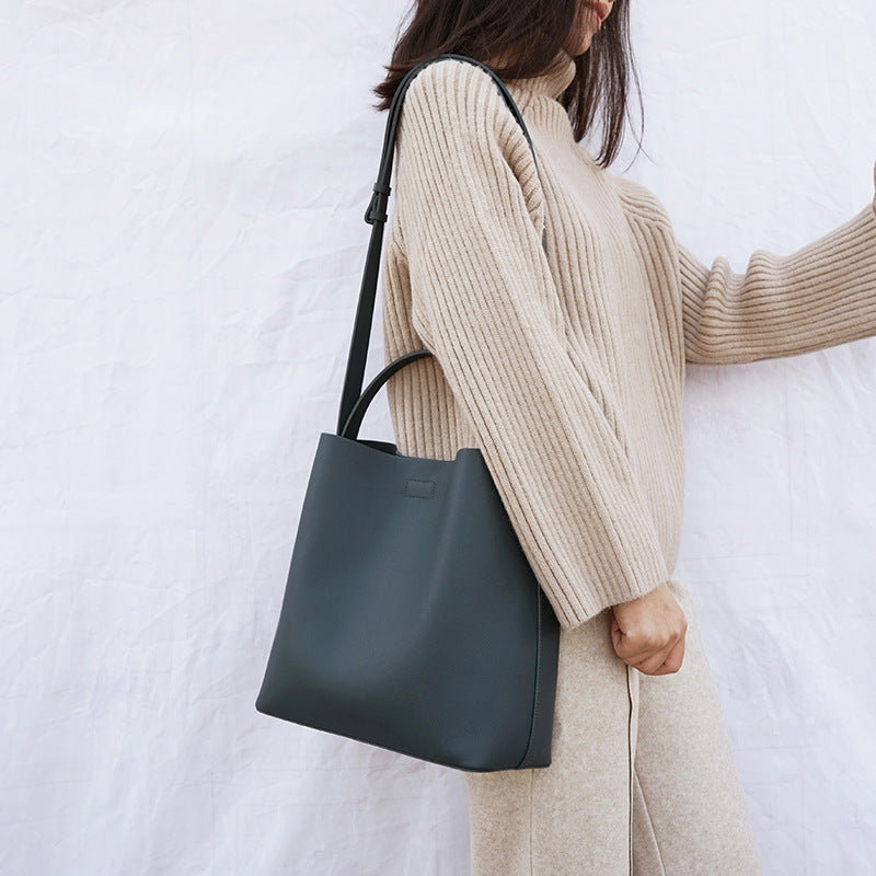 Women's Genuine Leather Fashion Simple Big Crossbody Bags