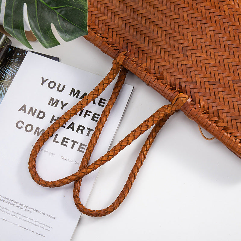 Genuine Leather Imported Regeneration Handmade Herringbone Handbags