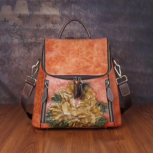 Retro Top Layer Leather Shoulders Large Backpacks