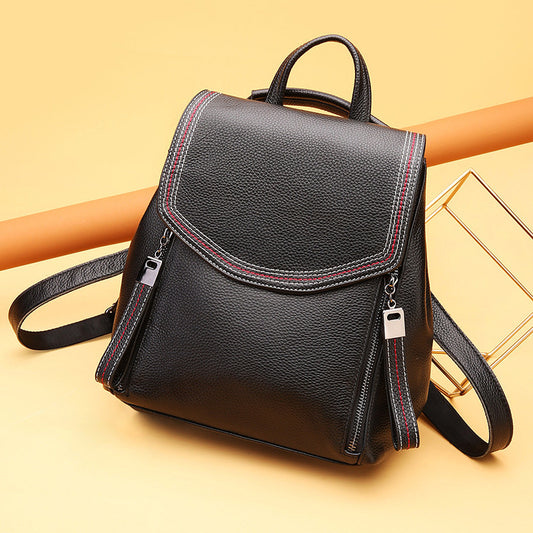 Leather Fashion Female Soft Vintage Fashionable Backpacks