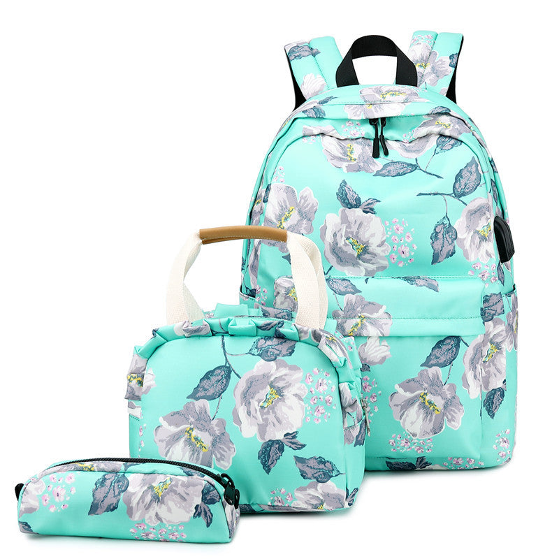 Durable Three-piece Printed Female Computer Lunch Bags