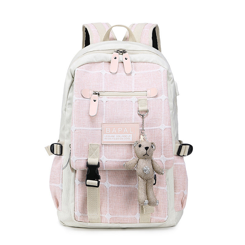 Women's Double Canvas Large Capacity High Junior Backpacks