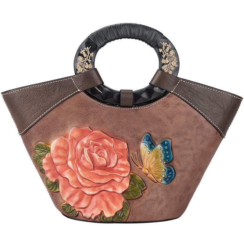 Women's Genuine Leather First Layer Cowhide Retro Handbags