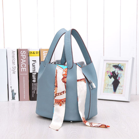 Women's Spring Genuine Leather Lychee Pattern Portable Handbags