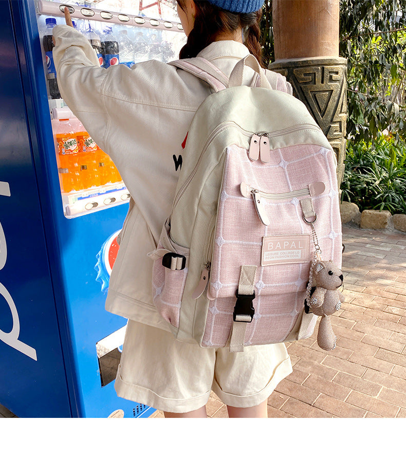 Women's Double Canvas Large Capacity High Junior Backpacks