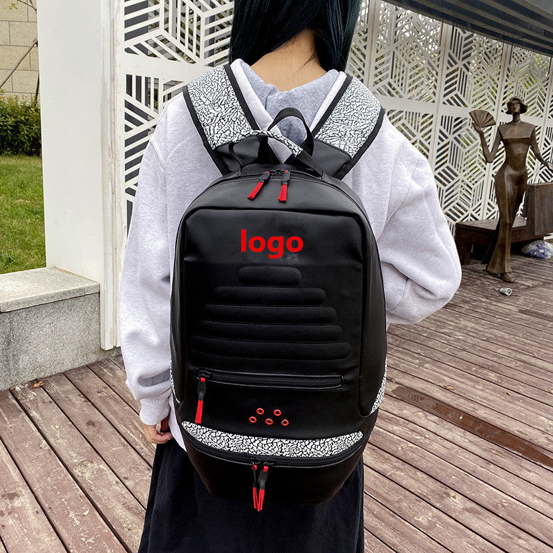 Black White Cement Crack Unisex Basketball Backpacks