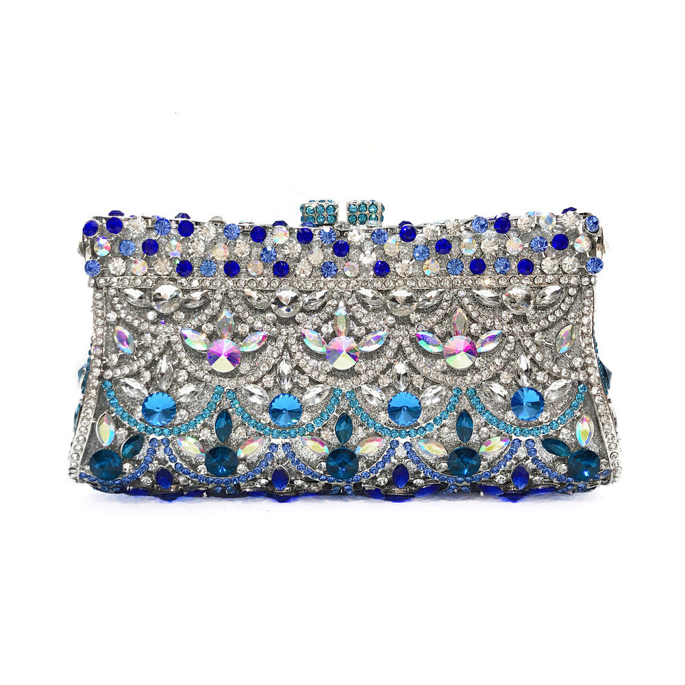 Women's Selected Hollow Metal Diamond Scale Blue Evening Bags