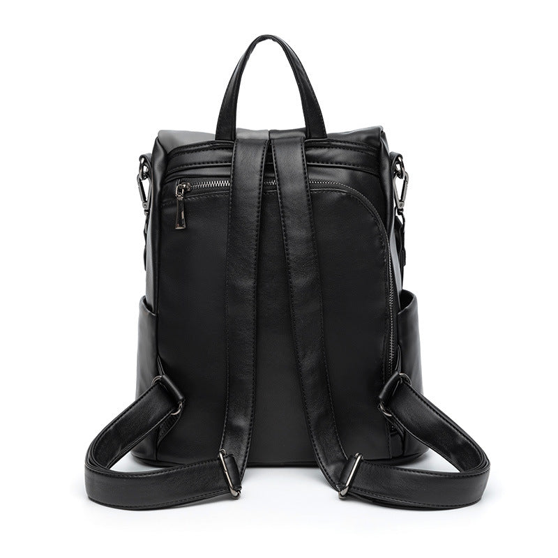 Women's Style Versatile Fashion Soft Leather Large Backpacks