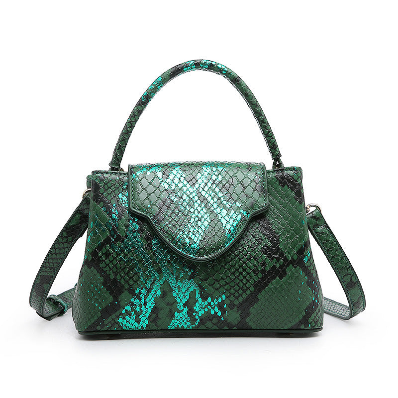 Women's Ostrich Grain Snake Pattern Lace Portable Shoulder Bags
