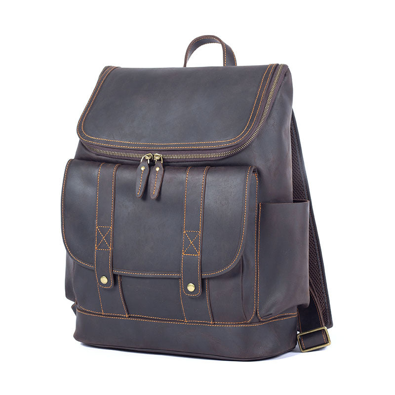 Men's Retro Large Capacity First Layer Leather Backpacks