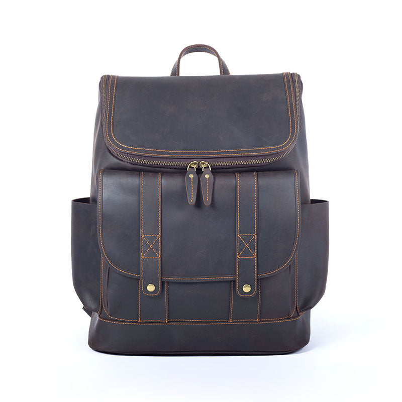 Men's Retro Large Capacity First Layer Leather Backpacks