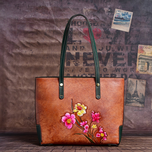 Women's First Layer Cowhide Retro Cattle Leather Shoulder Bags