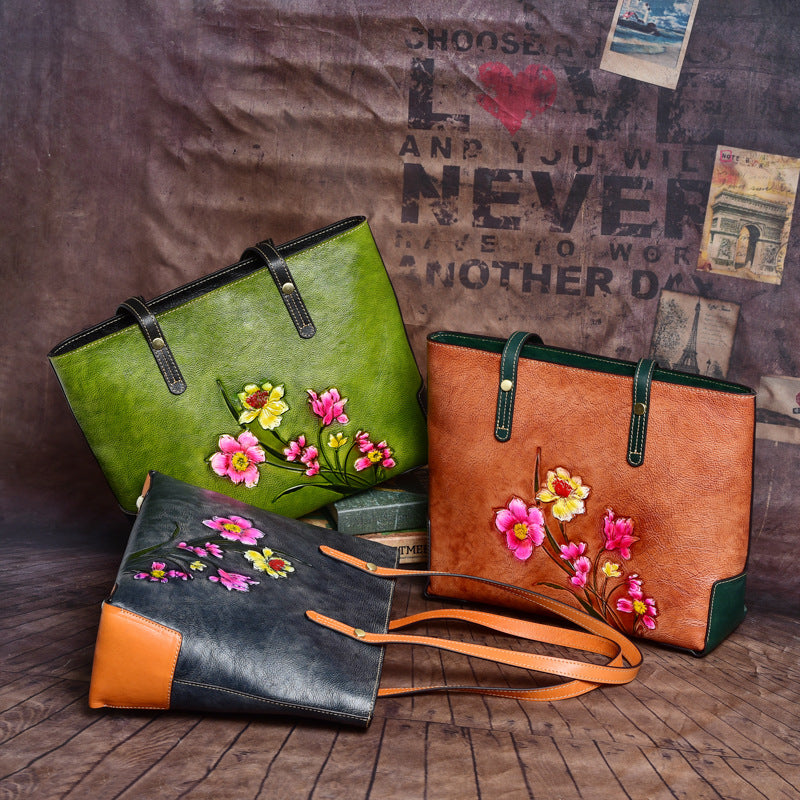 Women's First Layer Cowhide Retro Cattle Leather Shoulder Bags