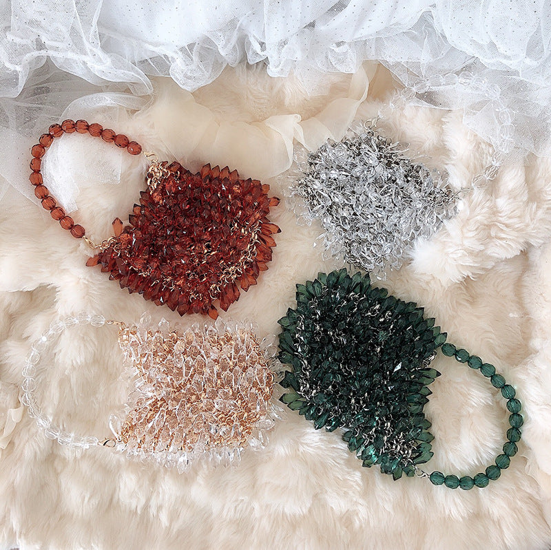 Women's Crystal Hand-woven Korean Retro Dinner Chain Bags