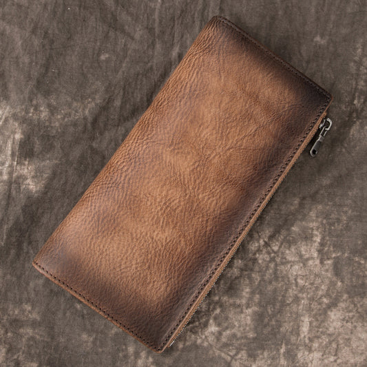 Men's Long Leather Zipper Cattle Fashionable Clutch Men's Wallets