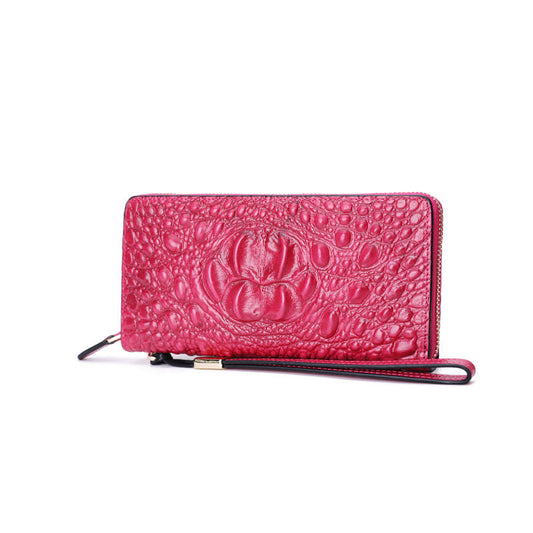 Women's Layer Cowhide Crocodile Pattern Genuine Leather Ladies Wallets