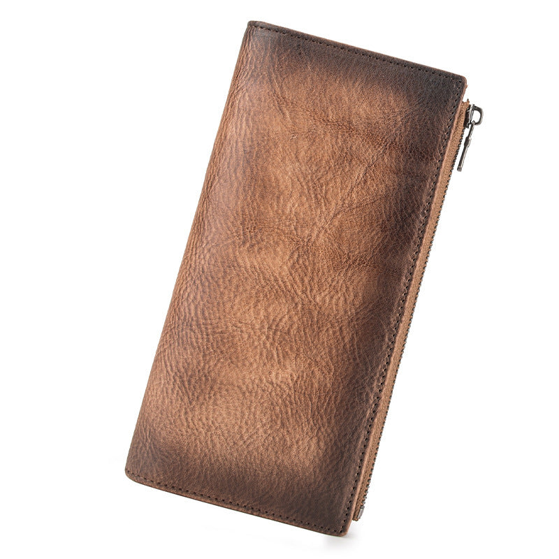 Men's Long Leather Zipper Cattle Fashionable Clutch Men's Wallets