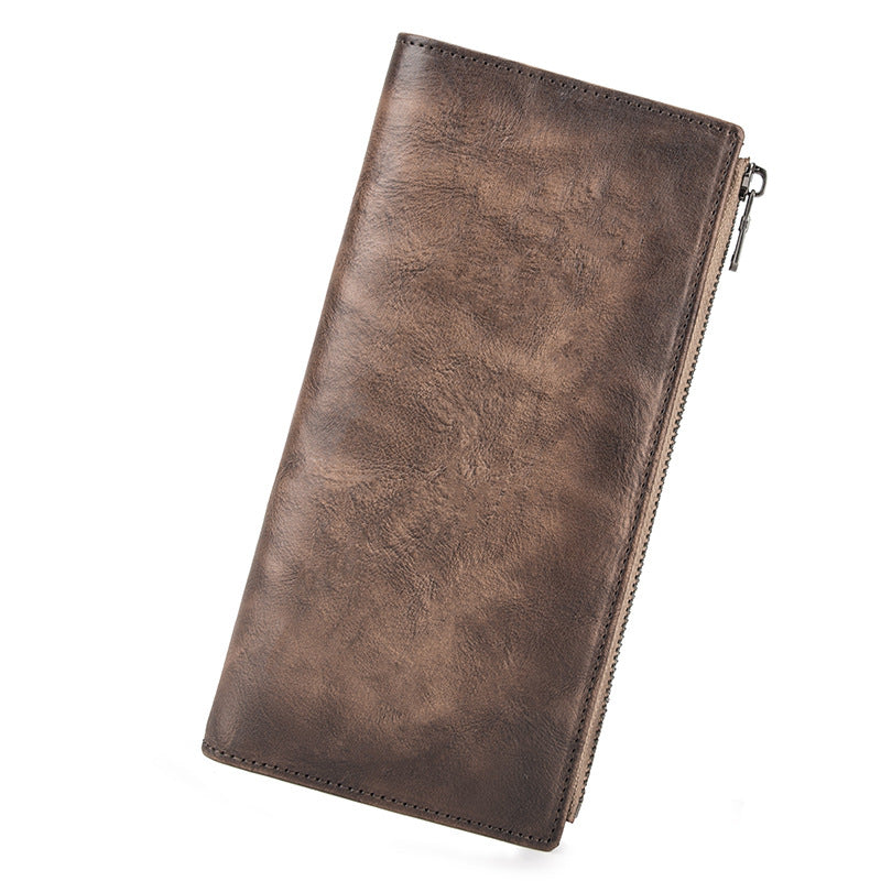 Men's Long Leather Zipper Cattle Fashionable Clutch Men's Wallets
