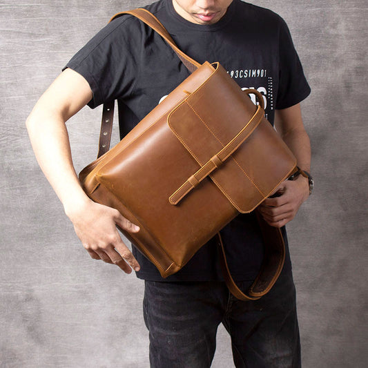 Men's Layer Leather Retro Handmade Genuine Crazy Backpacks