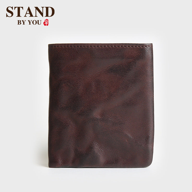 Men's Short Leather Simple Vegetable Tanned First Men's Wallets