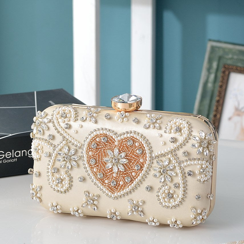 Women's Pearl Embroidery Hand-held Banquet Rhinestone Beaded Vintage Dinner Evening Bags