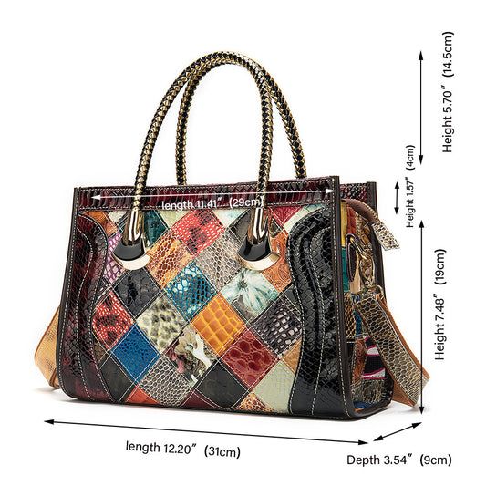Women's Color First Layer Cowhide Patent Leather Bags