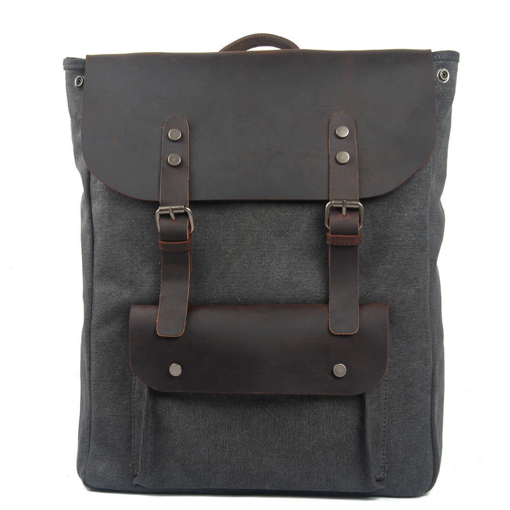 Canvas With Leather Female Fashion College Backpacks