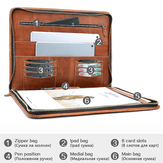 Men's Business Trip First Layer Cowhide Holding Bags