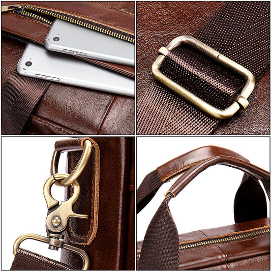 Men's Genuine Leather Retro Lightweight Business Inch Men's Handbags