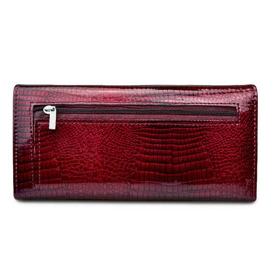 Women's First Layer Cowhide Leather Patent Crocodile Ladies Wallets