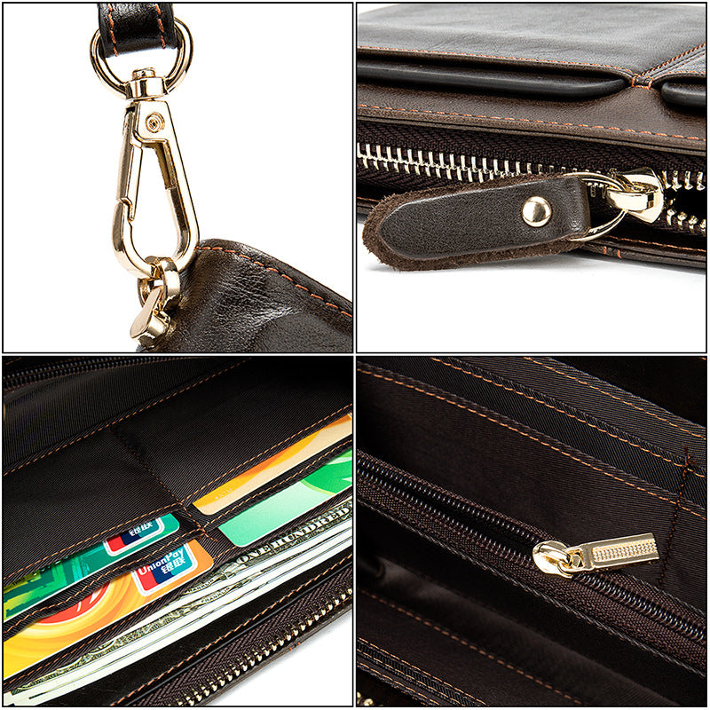 Men's Business Double Pocket Long Multiple Slots Men's Handbags