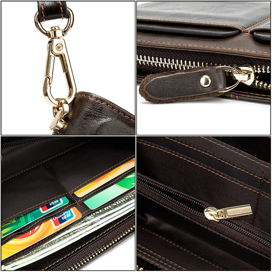 Men's Business Double Pocket Long Multiple Slots Men's Handbags