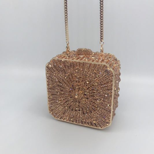 Women's Diamond Hollow Metal Hard Box Crystal Evening Bags