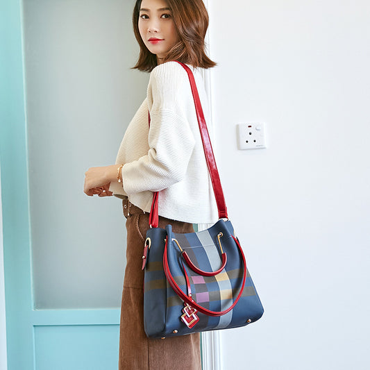 Women's Plaid Stylish Versatile Large Capacity Portable Shoulder Bags