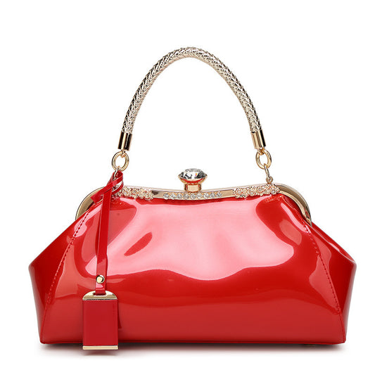 Women's Fashion Patent Leather Shiny Bride Wedding Handbags