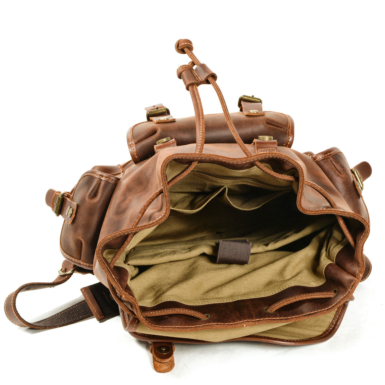 Men's Genuine Leather Leisure Large Capacity Hiking Backpacks