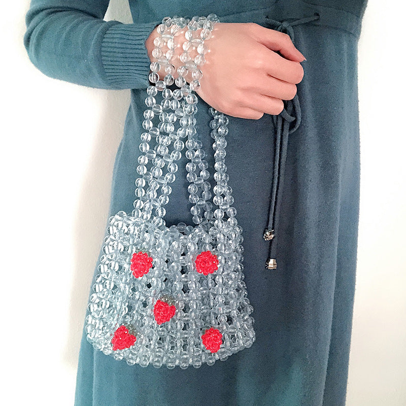 Women's Flower Transparent Beaded Cute Handmade Crystal Handbags