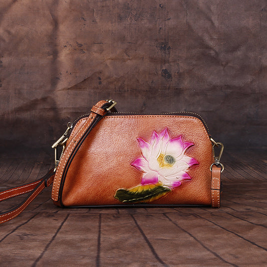Women's Popular Cowhide Retro Embossing Support Shoulder Bags