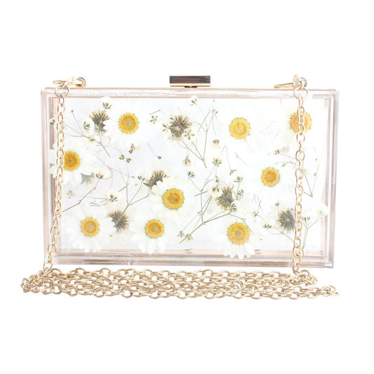 Fashion Acrylic Transparent Flower Banquet Hand Evening Bags