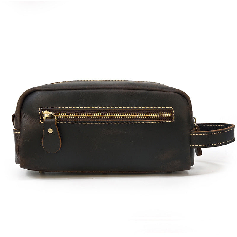 Men's Leather Clutch Retro Crazy Horse Neutral Wash Men's Handbags