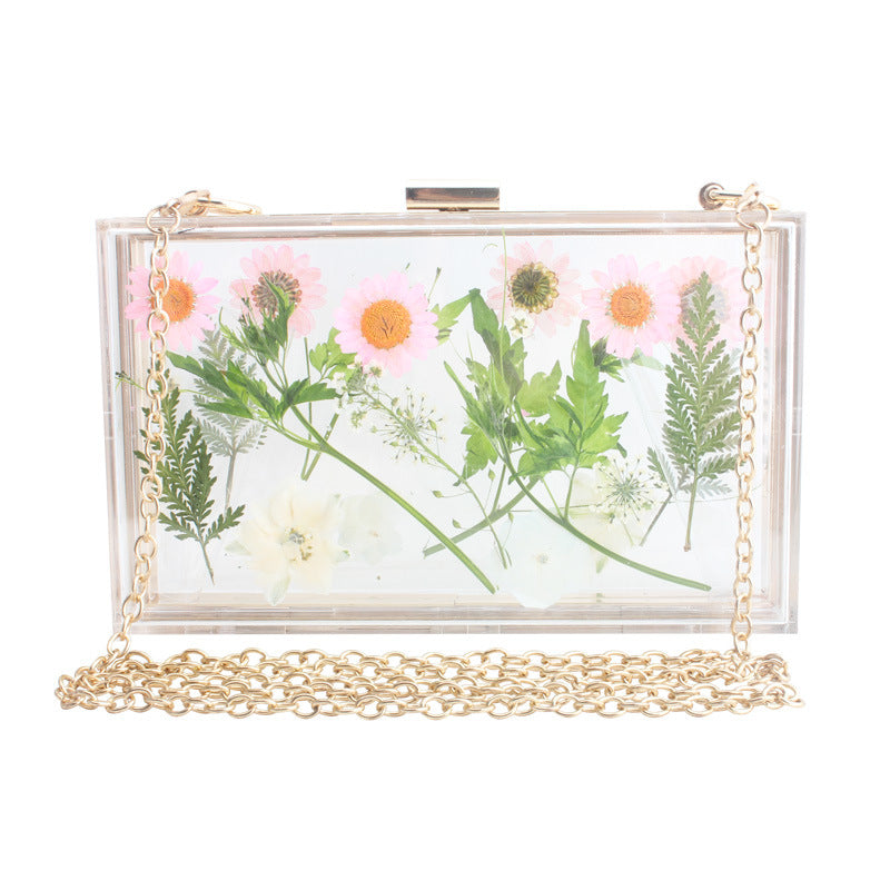 Fashion Acrylic Transparent Flower Banquet Hand Evening Bags
