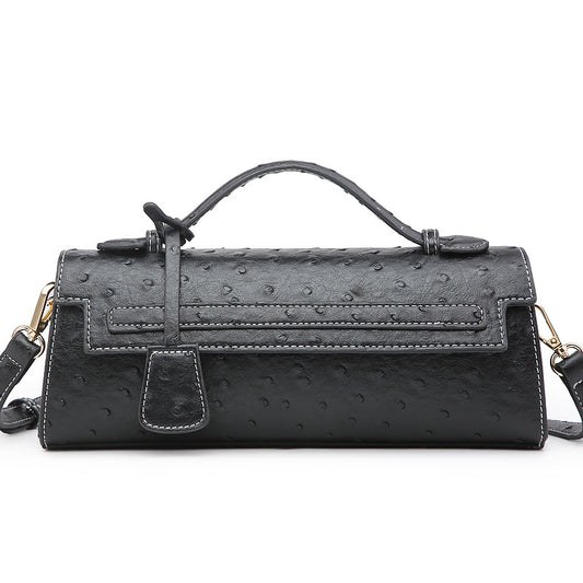 Women's Slouchy Long Ostrich Grain Portable Shoulder Bags