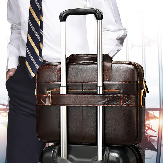 Men's First Layer Cowhide Genuine Leather Computer Men's Briefcases