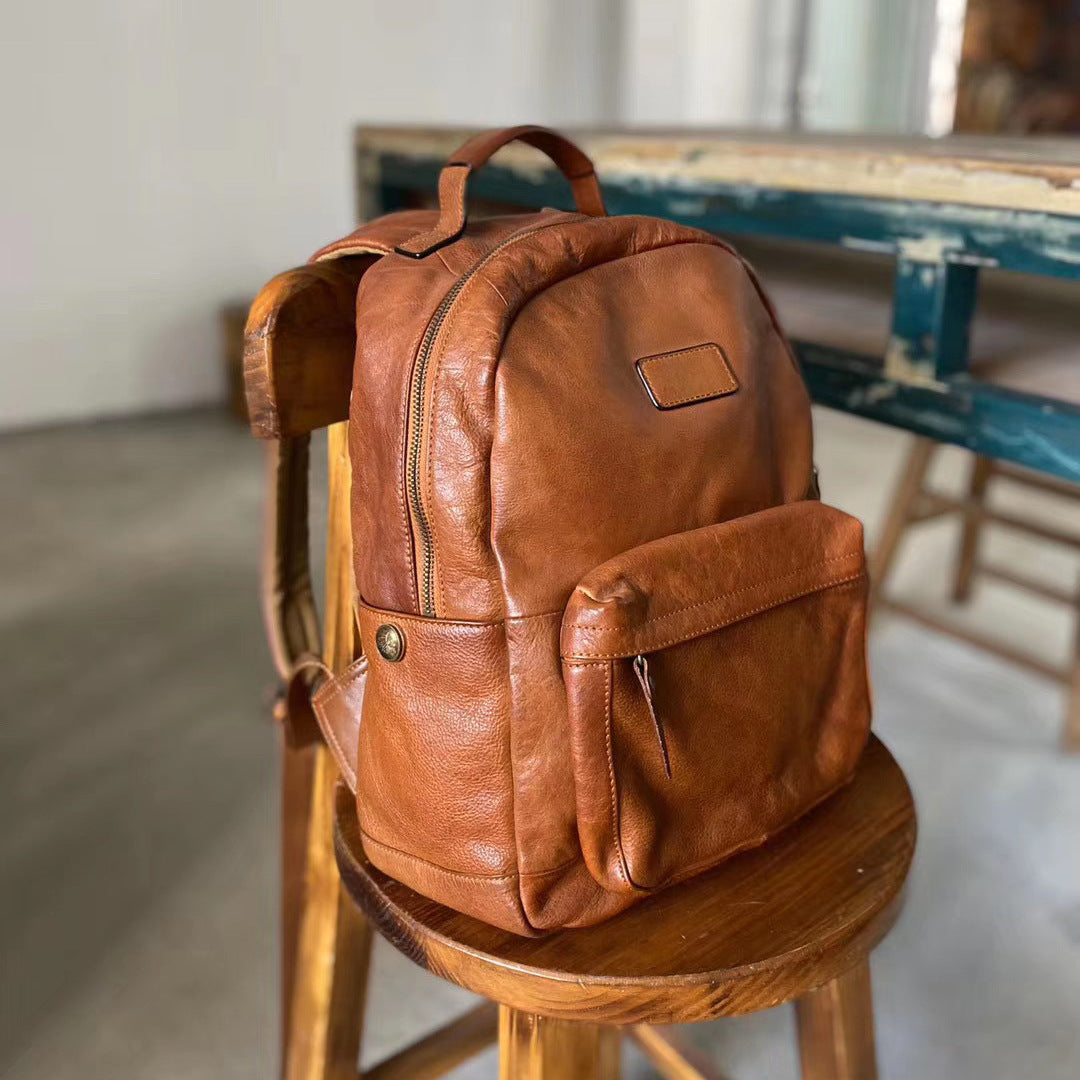 Women's & Men's & Retro Cowhide Large Capacity Business Backpacks