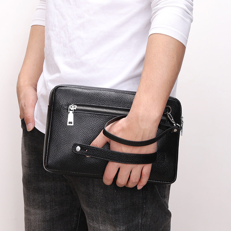Men's Clutch Genuine Leather Hand Grab First Layer Cowhide Business Men's Handbags
