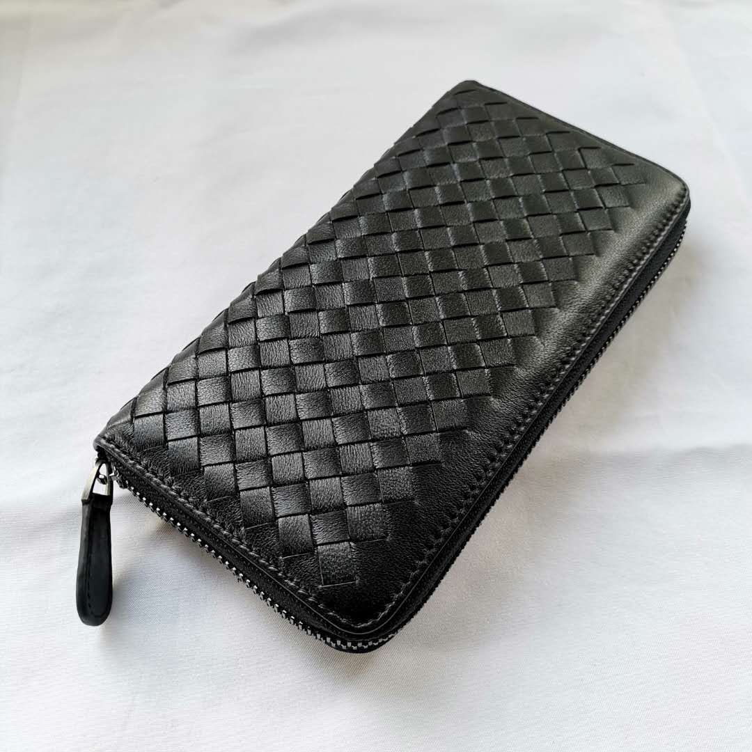 Women's Handmade Sheepskin Woven Double Layer Zipper Ladies Wallets