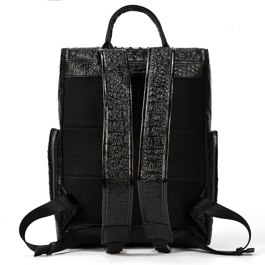 Men's Korean Crocodile Pattern Leather First Layer Backpacks