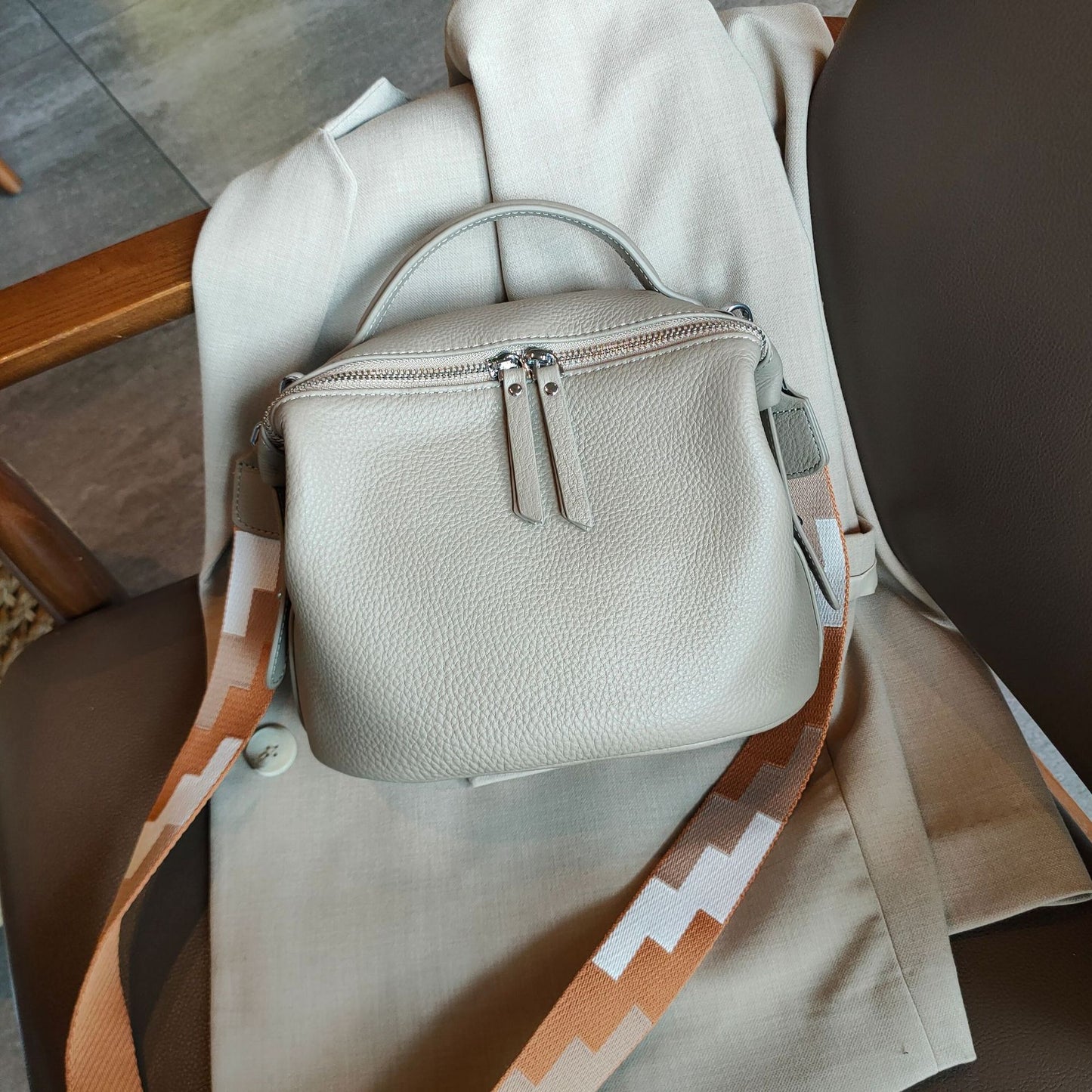 Women's Cow Leather Soft First Layer Wide Shoulder Bags